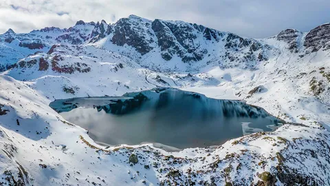 Lake Gentau in the French Pyrenees, Pyr&eacute;n&eacute;es-Atlantiques, France