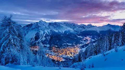 Snow-covered landscape at Bormio, Lombardy, Italy
