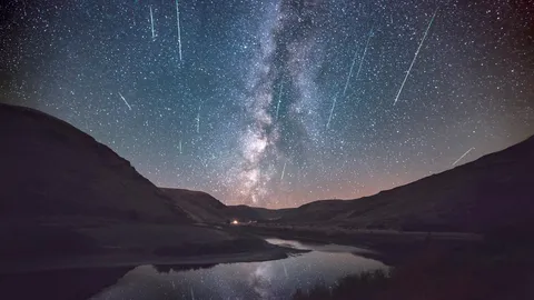 幻想的なペルセウス座流星群