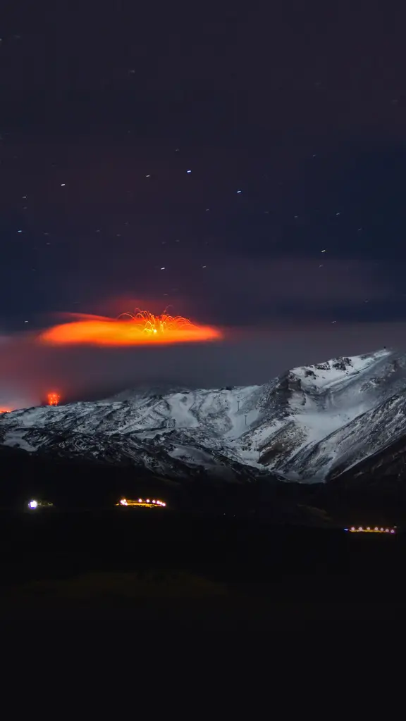2013年正在喷发的埃特纳火山，意大利西西里岛