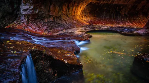 The Subway slot canyon in Zion National Park, Utah