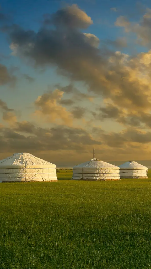 Yurts in the grassland of Mongolia