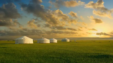 Yurts in the grassland of Mongolia