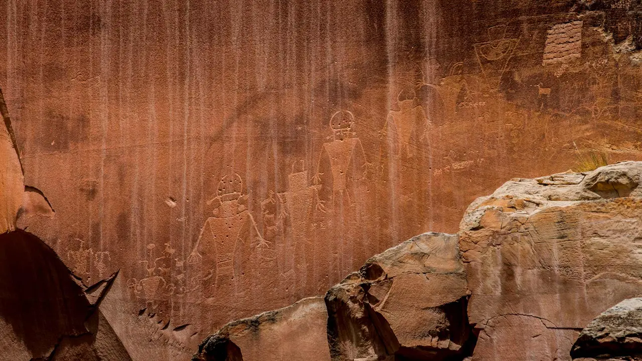 Petroglyphs near Fruita in Capitol Reef National Park, Utah, United States