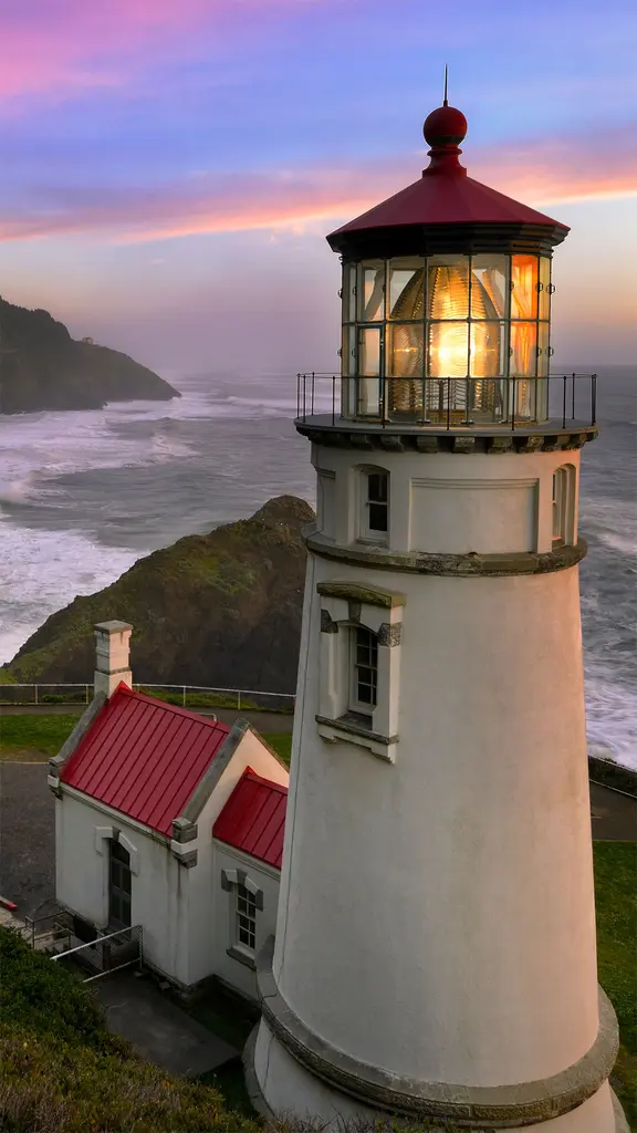 黑夜海岸边的一盏灯