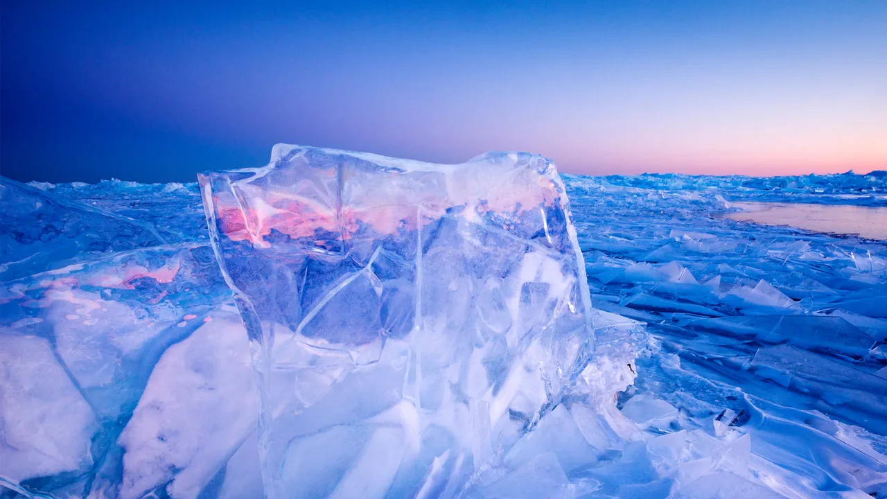 Plate ice along Lake Superior, Grand Marais, Minnesota, United States